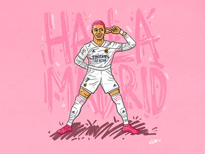 Kylian Mbappe - 'Hala Madrid' ⚽️ claudio barreiro design digital art digital illustration drawing football football club football kit goallounge tv hala madrid illustration johannesburg la liga mbappe procreate real madrid soccer spain sport sports
