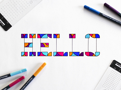 Hello Hand-Lettering colorful custom lettering hand lettering hand lettering handwriting letter ruler lettering lettering composition typography