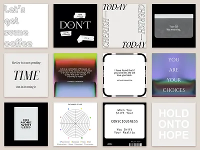 Quote Designs Instagram Pack art direction artwork brand design brand identity canva template gradient graphicdesign instagram post instagram stories mental health awareness psychological quote aesthetic quote art quote design quoteoftheday quotes social media design social media pack social media template visual design