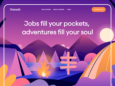 Travel Website Exploration - Dhanaulti. animation apple branding dark mode darkmode graphic design illustration ios14 landingpage mobile saas website trip typography ui uiux website design
