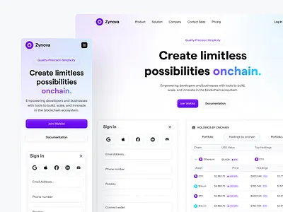 Zynova-Web3 Product Page Design crypto cryptoui currency design kit landing landingpage pricing product productui saas signin signup ui ux web3 web3landingpage