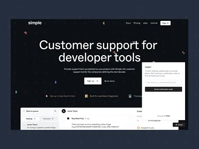 Customer Preview - SaaS Customer Support Tools better service clean layout customer service customer support dark mode demo design developer tools futuristic concept helpdesk landing page management preview saas service optimization supporting tools user authentication user feedback user interface uxui