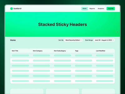 Stacked Sticky Headers - Free Figma Community Resource community figma free header interactive loop menu motion movie multiple navbar preview protoype scroll stack sticky table template ui ux