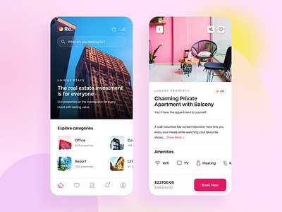Real Estate App app appartment clean colors design flat house housing interface ios minimal minimalist mobile product design properties real estate sale typography ui ux