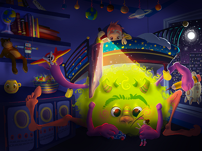 The friend under my bed animation art cartoon art character art character design childrens book childrens illustration clip studio paint concept art digital art illustration procreate visual art