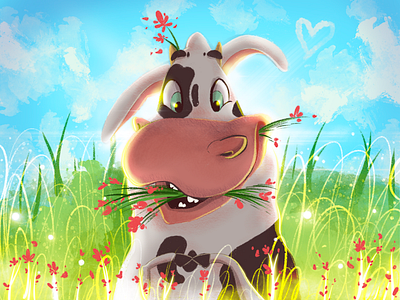 Joy The Little Joyous Cow animation art cartoon art character art character design childrens book childrens illustration clip studio paint concept art digital art illustration illustrations procreate visual art