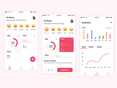 Mood tracker mobile app app design icon iphone8 minimal mobile app mobile ui mood moodtracker tracker typography ui uidesign uiux ux website