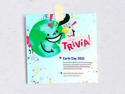 Earth Day Trivia colorful cute earth flyer illustration poster type