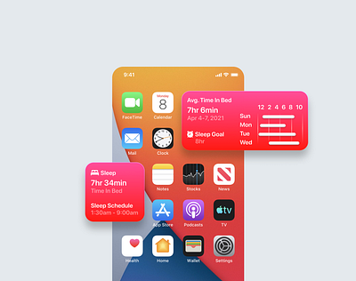 Health app widgets (sleep tracking) apple apple design design designs flat flat design flatdesign health health app ios ios app ios app design ios14 iphone minimal sleep ui uiux widget widgets