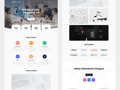Digital Agency Web Landing Page UI agency website clean concept design figmadesign inspiration landing page minimalist mockup product design templates uikits uiux web design website website concept wireframe