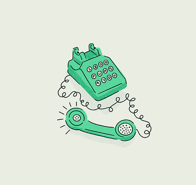 Sunday Punday is calling and I must answer call illustration phone procreate puns retro rotary vintage