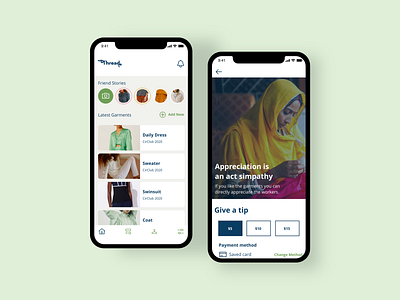 Thread: raising awareness app app design apparel awareness cleandesign fast fashion garments habbits interaction mobile ui modern prototype uiux