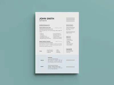 Clean, Professional Resume/CV Template (Print) resume clean resume cv resume design resume template
