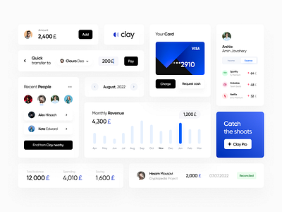 Clay :: Finance Components blue chart clean component design finance fluent graph minimal payment ui ux web white