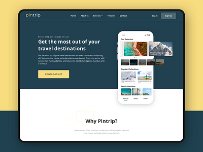 Landing Page UX design for pintrip app design design high fidelity homepage interaction design landing page mobile mockup sketch ui design user experience design ux design