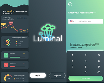 Luminal Splash Page branding design entertainment ui ux