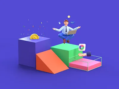 ₿ factory 3d 3d art bitcoin c4d character cinema4d colors design illustration money redshift render