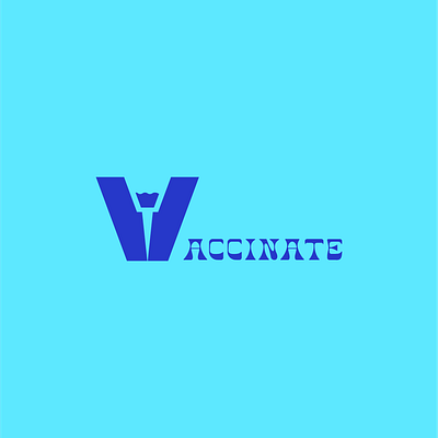 Vaccinate Wordmark blue covid creative design graphic design logo negative space shot vaccine vintage