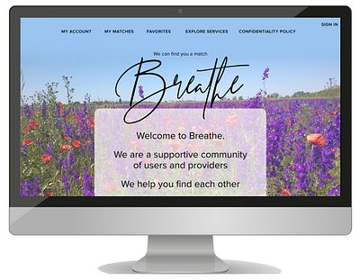 Breathe: Responsive design for a mental health matching service colortheory design desktop design health mentalhealth mobile design responsive design serene typography ui ux