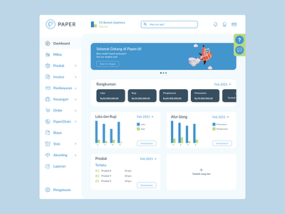 Paper.id Main Dashboard Redesign accounting app app design application budget chart cost dashboard expenses finance invoice menu bar product report revenue sidebar software ui ux web app