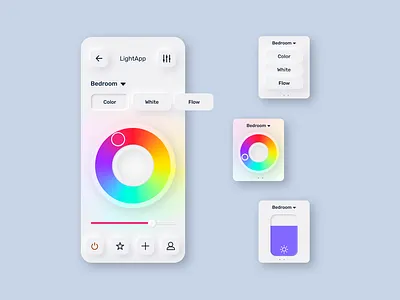 Light app neomorphism app design application colorful connected domotic light neomorphic neomorphism personalisation ui ui ux ux watch