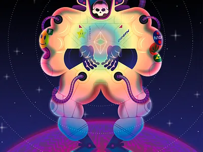 The Ethstronaut art astronaut ethereum gradients illustration nft nftart science scifi skeleton skull space vector