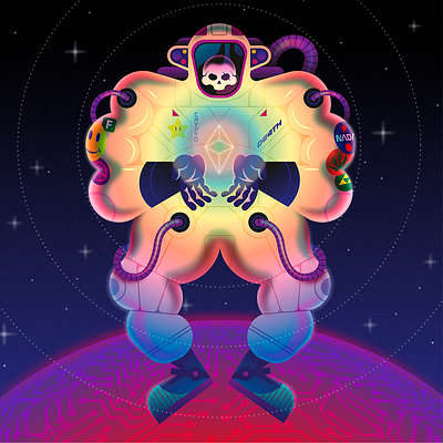 The Ethstronaut art astronaut ethereum gradients illustration nft nftart science scifi skeleton skull space vector