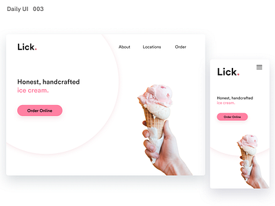 Daily UI 003 - Landing Screen dailyui dailyui 003 design homepage homepage ui icecream landing page ui landingpage mockup ui