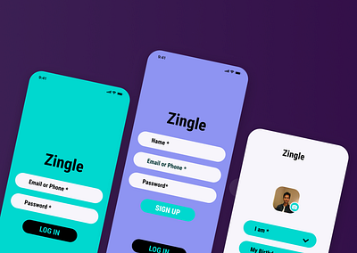 Zingle On-Boarding Screens app app ui login onboarding signup