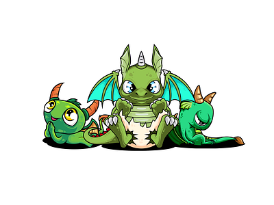 green dragons adobe illustrator animal cartoon design illustration illustrator mascot vector vectorart vectors