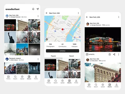 Wanderlust - Albums app mobile photograhy photos travel ui ux wanderlust