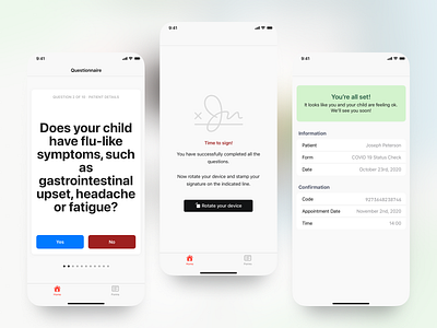 COVID Checkup (Part Deux) app blue design green interface ios ui ui design