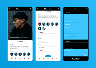 LinkedOut User Profile and Settings app dailyui dailyui006 dailyui007 design duxedraft illustration ux uxdesign