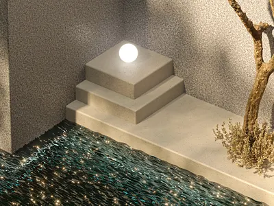 Exploring New Styles 3d 3d animation 3d art 3d modeling 3ds max coronarender glow light minimalism tree water