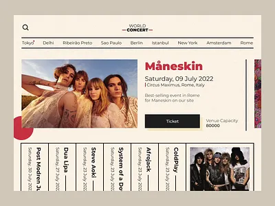 World Concert Ticket 🎤 animation concert design event interaction product design ticket timer ui ux web web design world