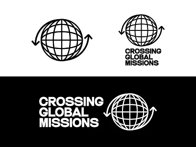 Crossing Missions Logo arrows brand brand identity branding church design earth freelance globe icon identity illustration logo logo design missions outreach sphere typography vector world