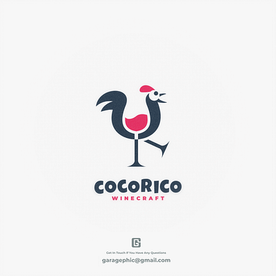 COCORICO WINE CRAFT animal brand branding doublemeaning dualmeaning illustration logo logodesign logodesigns vector wine