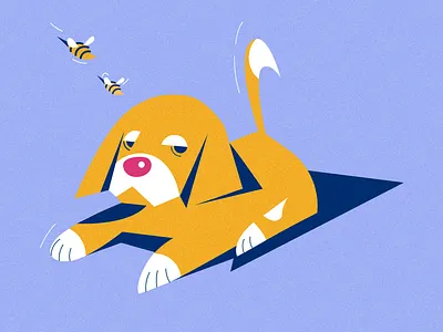 puppy animal dog flat illustration illustrations orange puppy purple