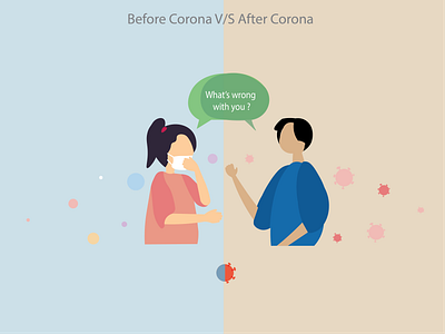 mask on/off basic design before corona vs after corona covid 19 creative flat illustration flatdesign illustration life vs