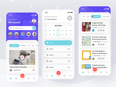 Muslim App app arabic calendar card cards clean compass design hijab ios islam login mobile muslim muslims news profile simple ui video