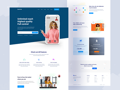 Video Conference Website Landing Page Design audio call covid19 family time figma landingpage online class online course online meet online meeting pricing plan screen share testimonial treand ui video call video conference video conferencing web template webdesign workfromhome