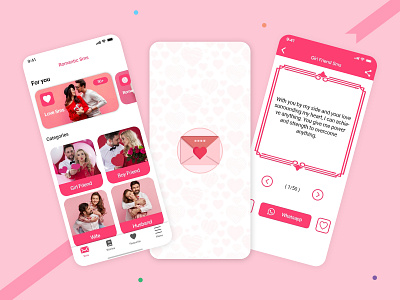 Romantic Sms App Ui Design app app ui app design application design application ui appuidesign love app mobile mobile app mobile app design mobile design mobile ui productdesign romantic sms app design trendy ui design uidesign uiux uiuxdesign