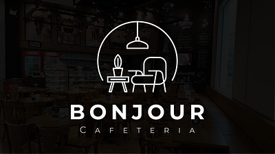 Bonjour Cafe branding design flat illustration logo minimal