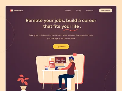 Remote Work clean ui collaboration design hero section illustration jobs landing page design meetings minimal pandemic remote work remotework team teamwork ui uxdesign visual design website workfromhome