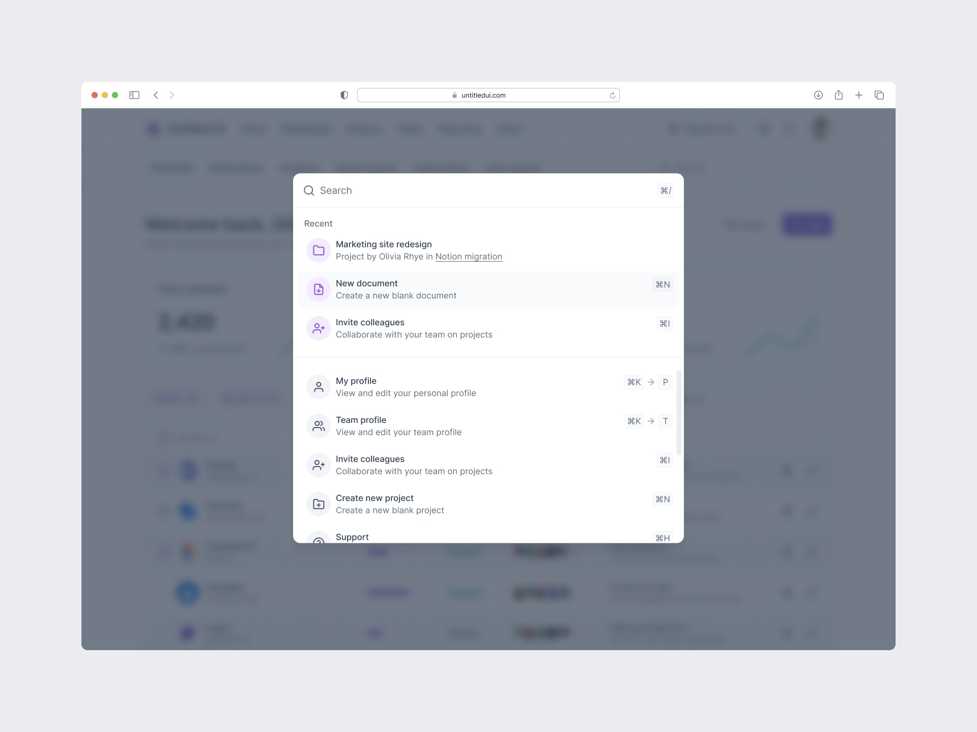 Command + K menu — Untitled UI by Jordan Hughes® on Dribbble
