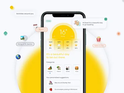 Personalized Weather App | Weatherly app design gradient minimal mobile app mobile ui personalized typogaphy ui uiux ux