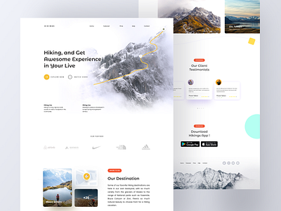 Hiking Landing Page Design app design booking design header hiking landing page mobile design mountain nature travel app traveling trip ui uidesign uiux ux web design