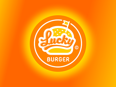 Lucky burger logo branding burger burger logo cafe logo fastfood flag logo logodesign logotype modern old and new orange vector vector illustration vintage yellow