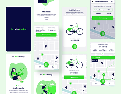 Bike sharing app bike minimal mobile nfc sharing ui ux wallet