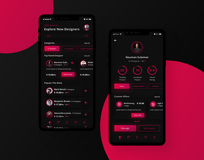 Freelancing App Concept Design Dark Mode app app design dark dark mode dark theme dark ui design designer ios app ios app design mobile mobile app mobile ui ui ui ux ui design uidesign uiux ux ux design